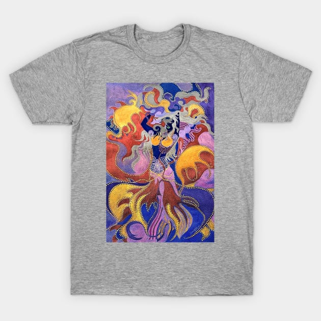 Dancing Rainbow Mermaid Painting T-Shirt by Minxylynx4